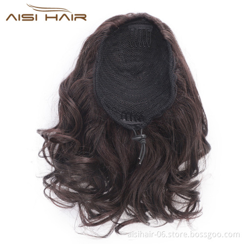 Aisi Hair Synthetic Short Curly Ponytail Hair Extensions Heat Resistant Hair Drawstring Hairpiece Ponytail for Women